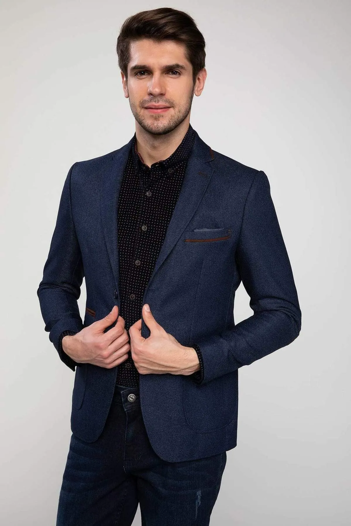 11754 Indigo Pocket Detailed Mens Blazer Jacket