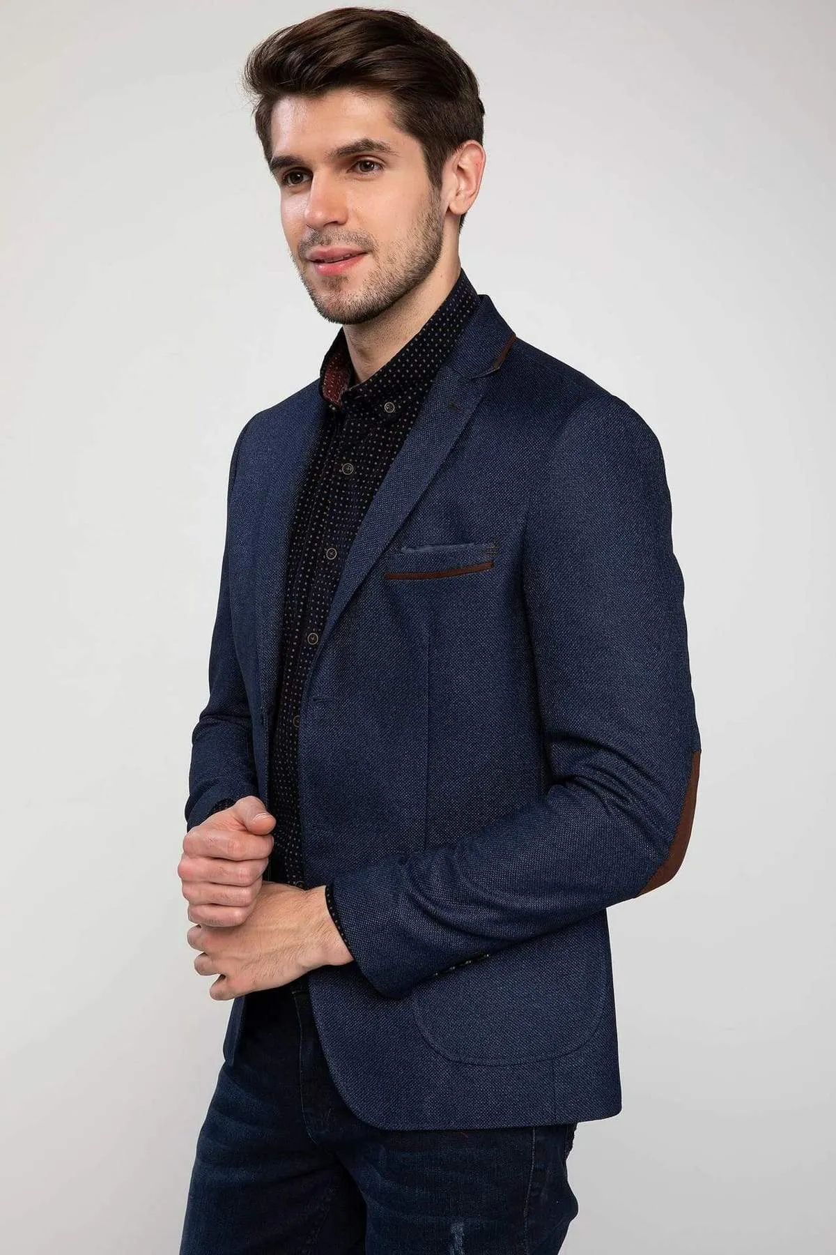 11754 Indigo Pocket Detailed Mens Blazer Jacket
