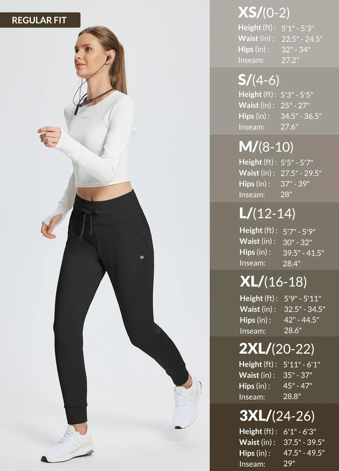 BALEAF Women's Fleece Lined Pants Water Resistant Winter Thermal Warm High Waisted Joggers Sweatpants Hiking Running Leggings Black S