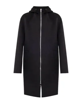 Bottega Veneta New Men's Wool Zip Up Coat In Black With Hood
