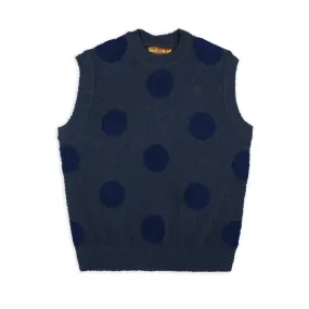 Brain Dead - Men's Teddy Fur Dot Knit Sweater Vest - (Navy)