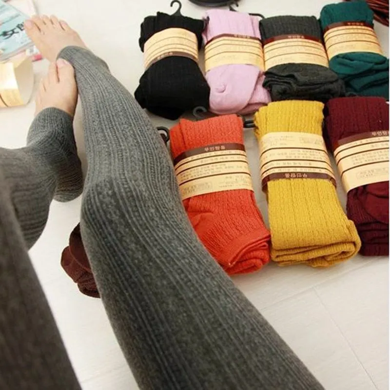 Girl's Winter Classic Knitted Spandex Leggings Leg Warmers