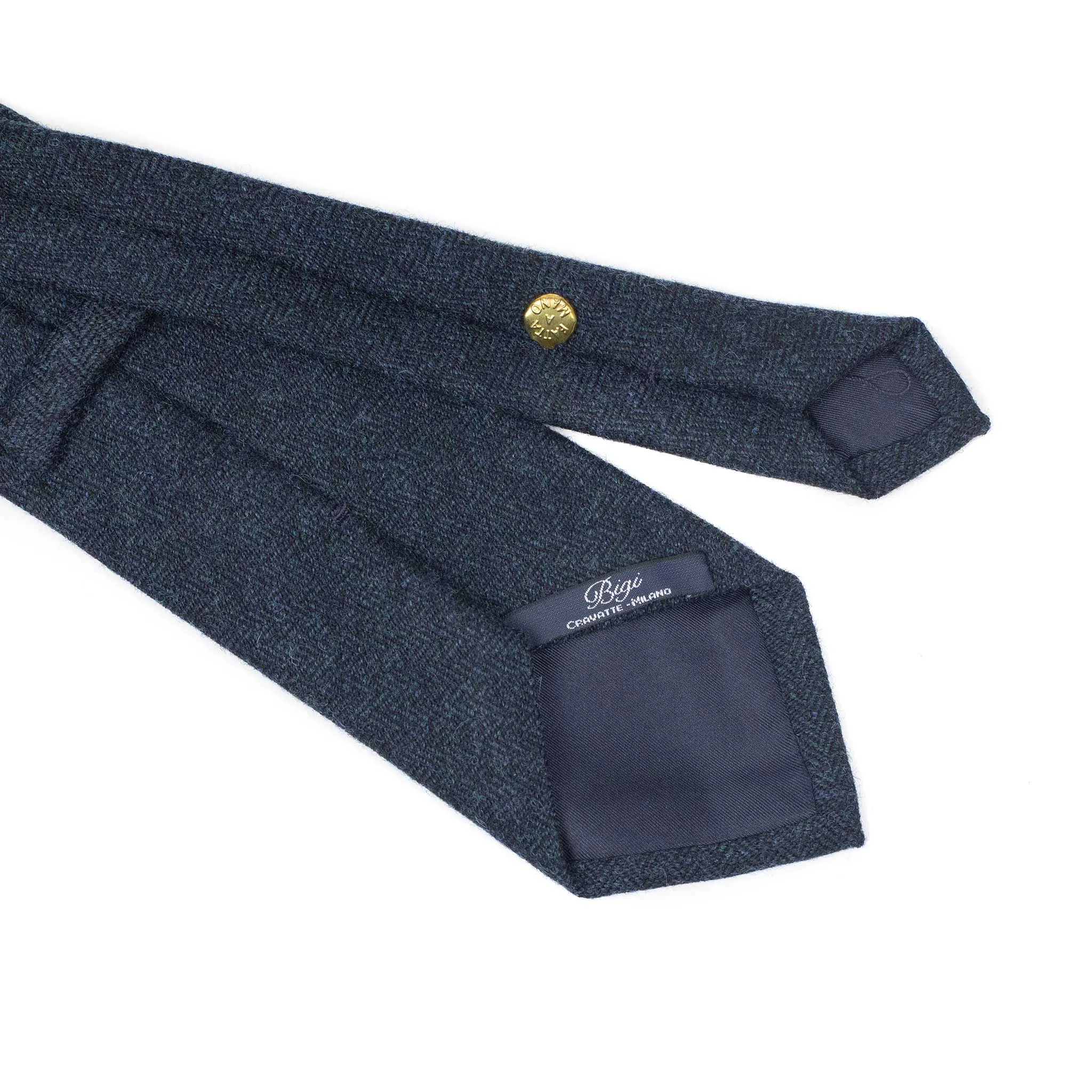 Herringbone wool tie in blue