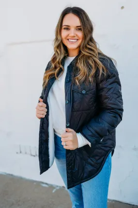 Karen Kane: Faux Fur Quilted Jacket in Black/Cream