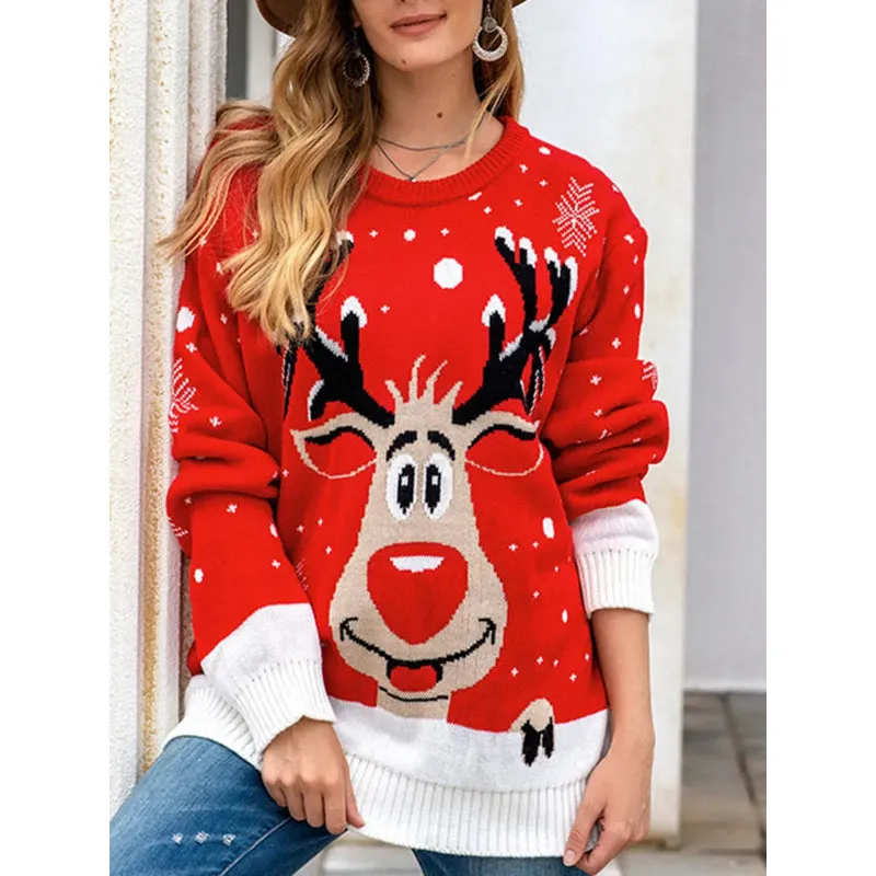 Long Sleeve Fur Christmas Sweater