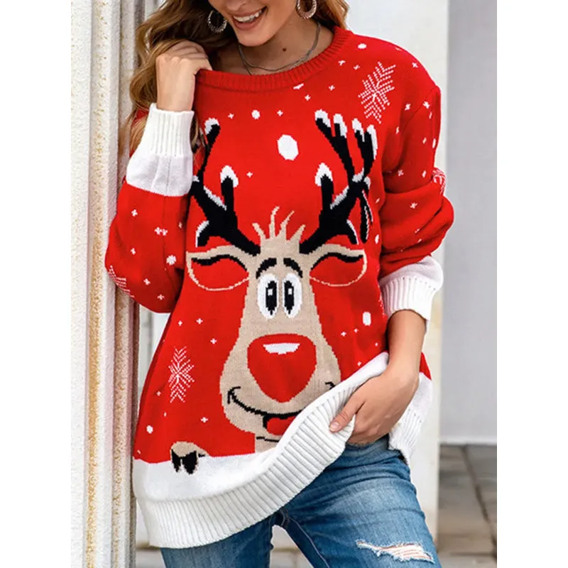 Long Sleeve Fur Christmas Sweater