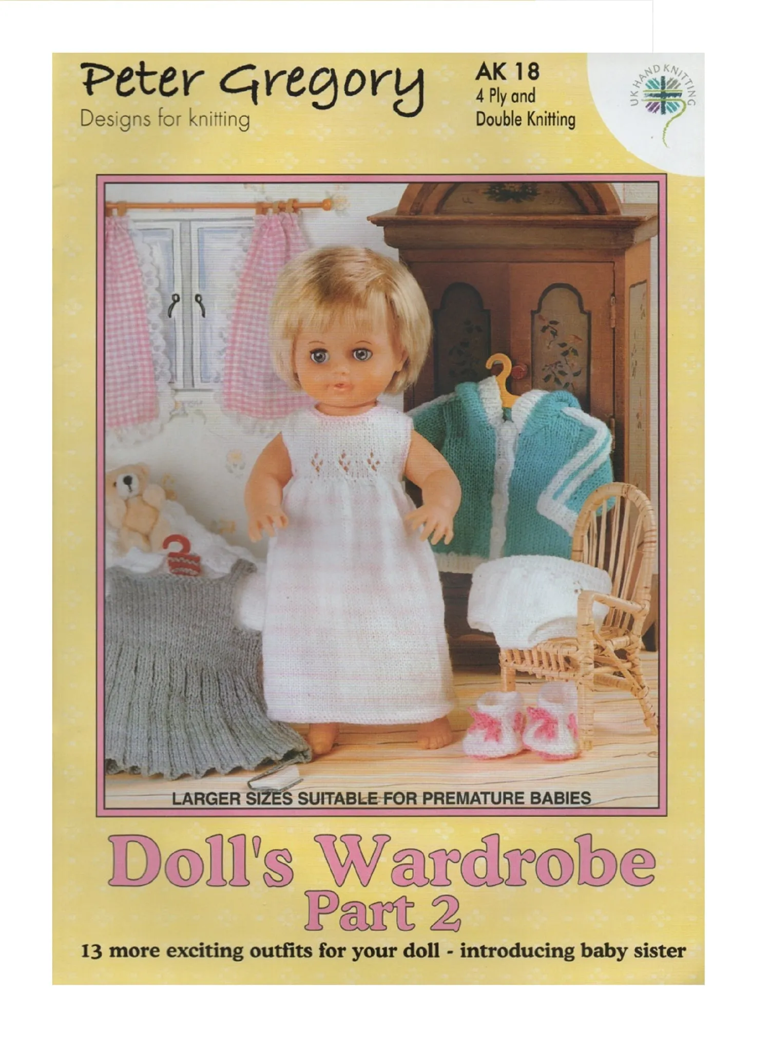 Peter Gregory Knitting Booklet AK18 Dolls Clothes & Premature Babies