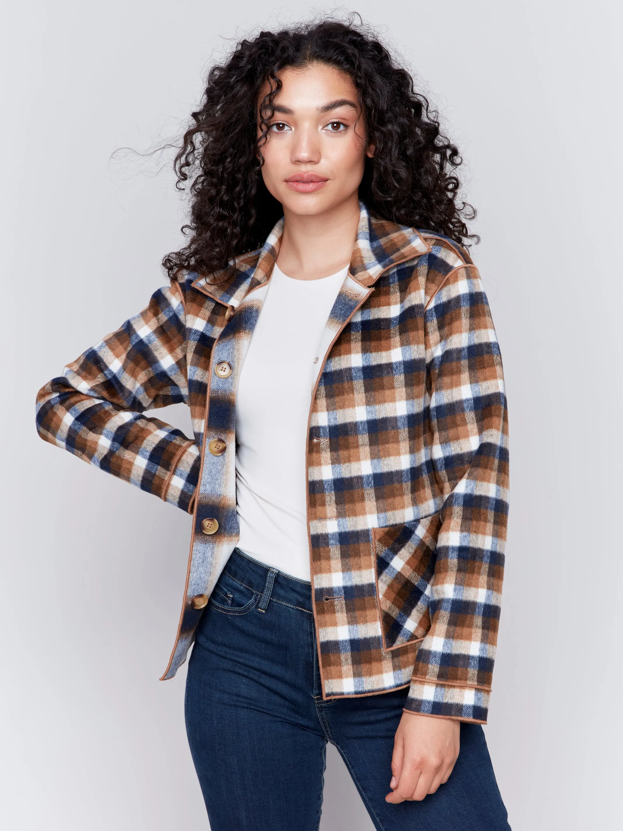 Plaid Reversible Short Jacket by Charlie B