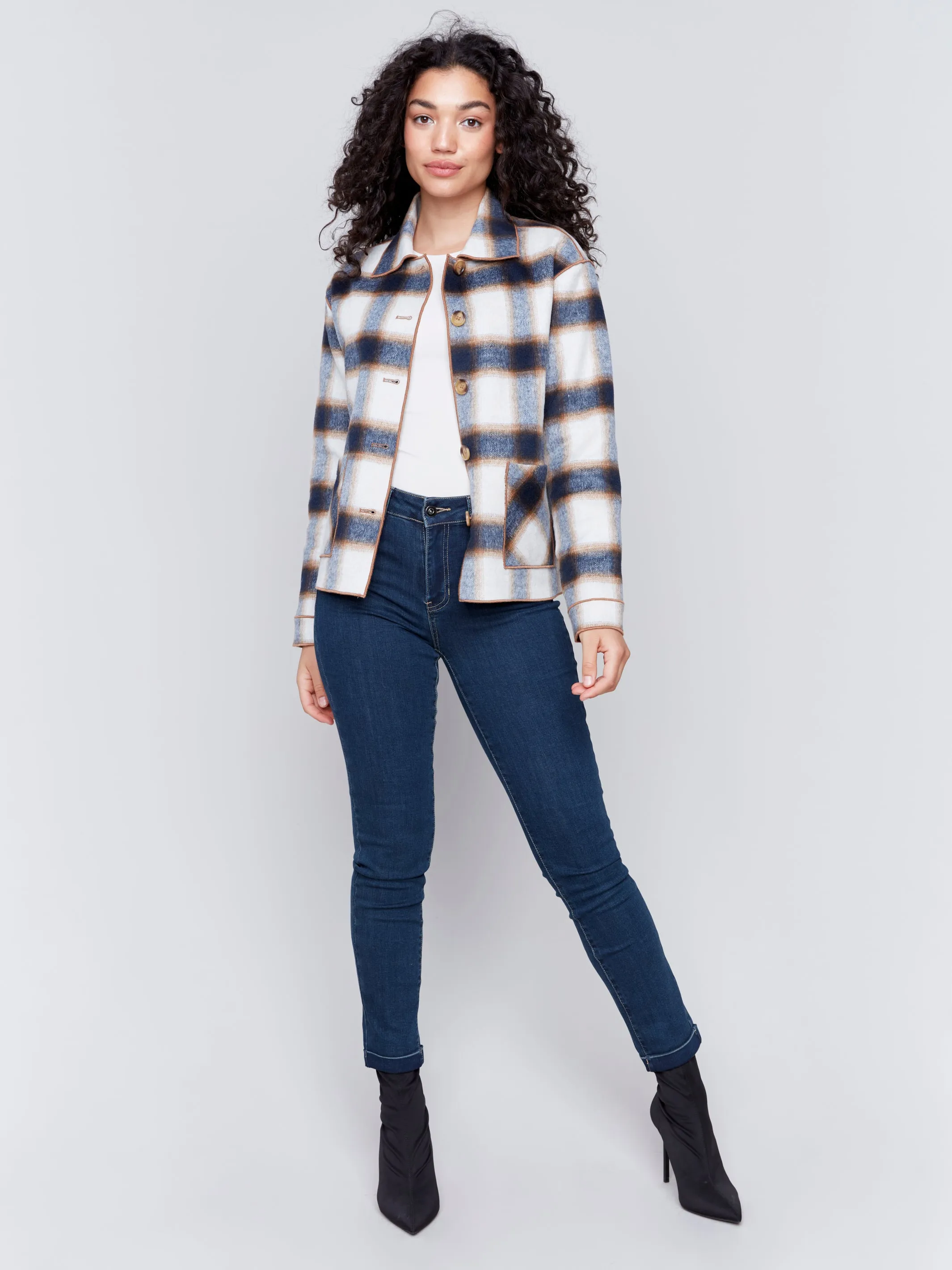 Plaid Reversible Short Jacket by Charlie B