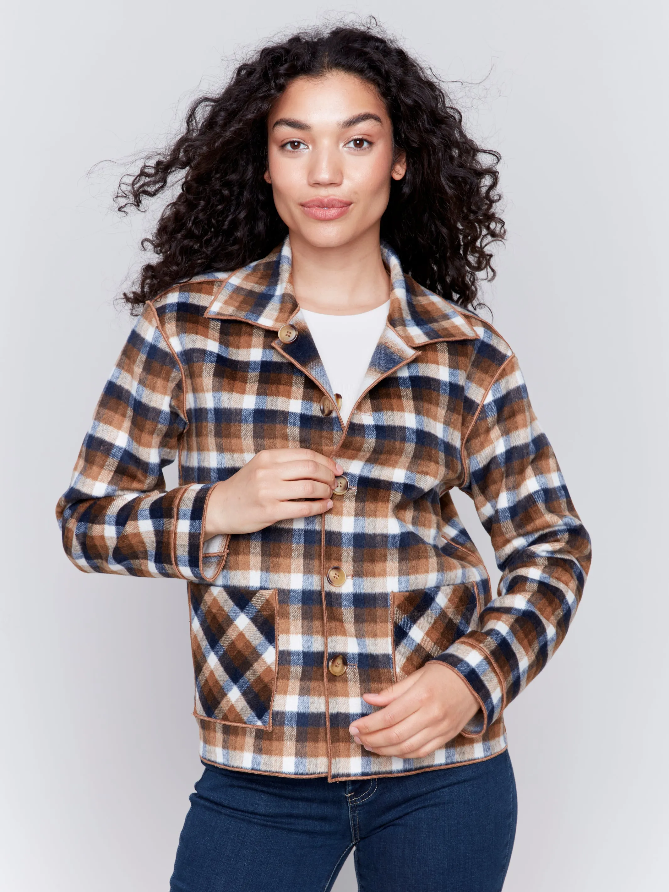 Plaid Reversible Short Jacket by Charlie B