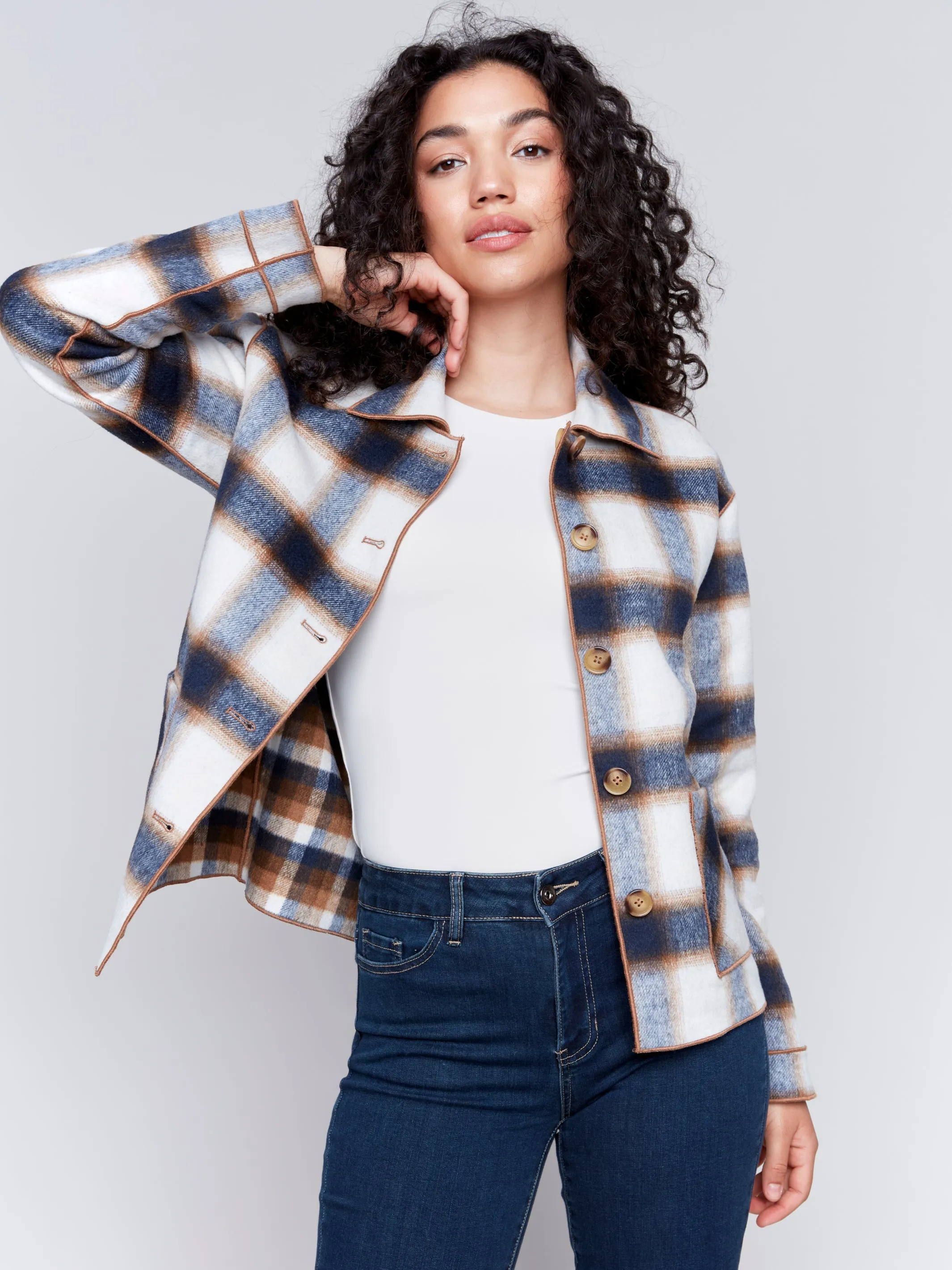 Plaid Reversible Short Jacket by Charlie B