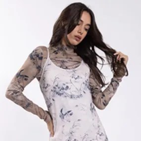 Printed Turtleneck Top