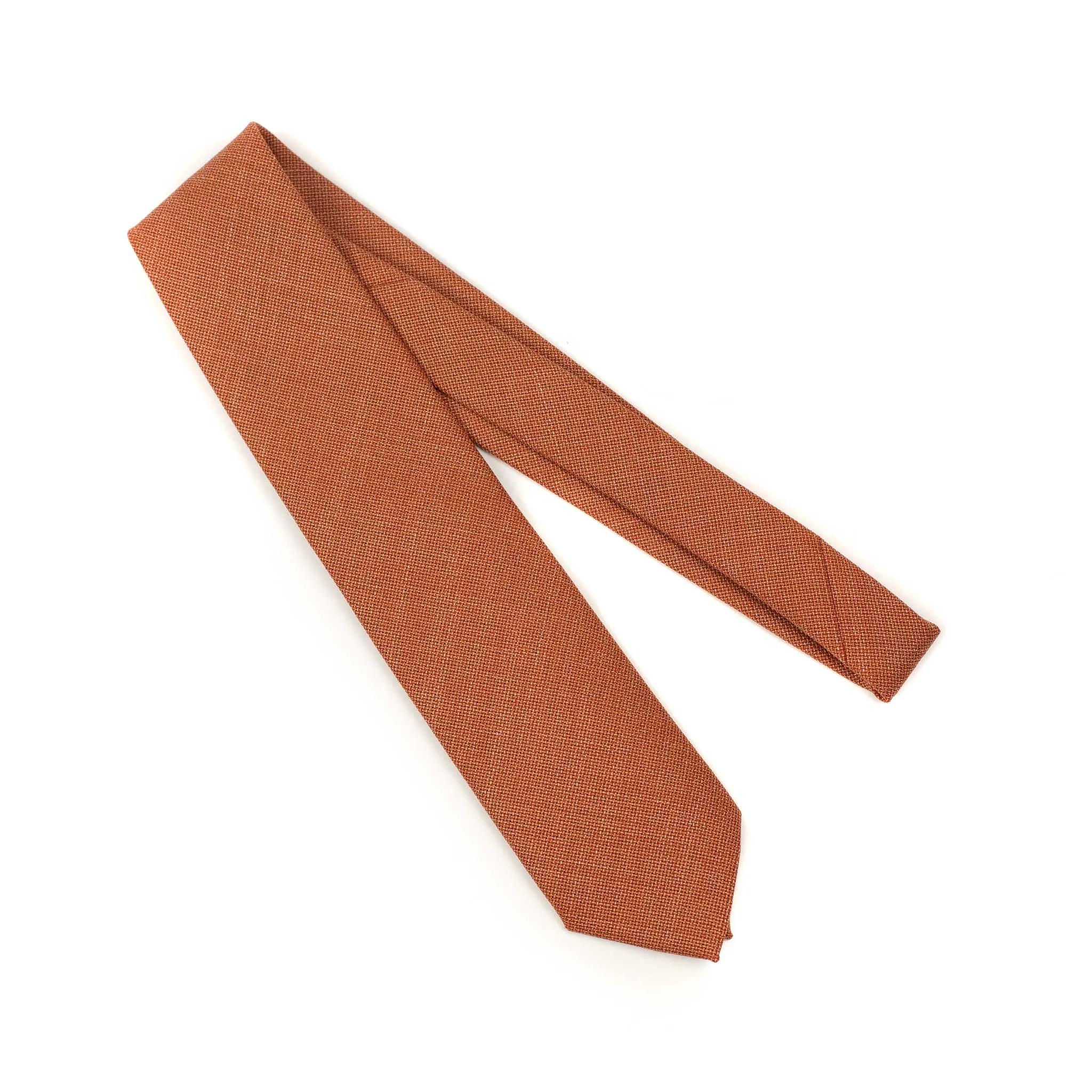 Solid sandstone orange wool hopsack tie