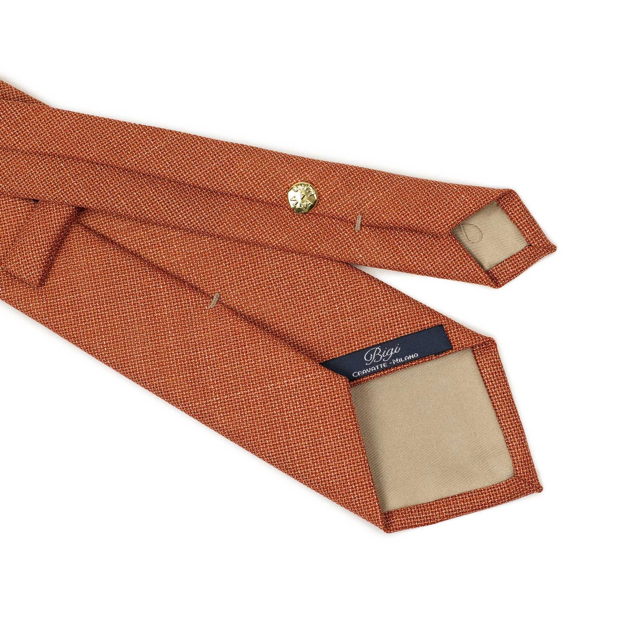 Solid sandstone orange wool hopsack tie