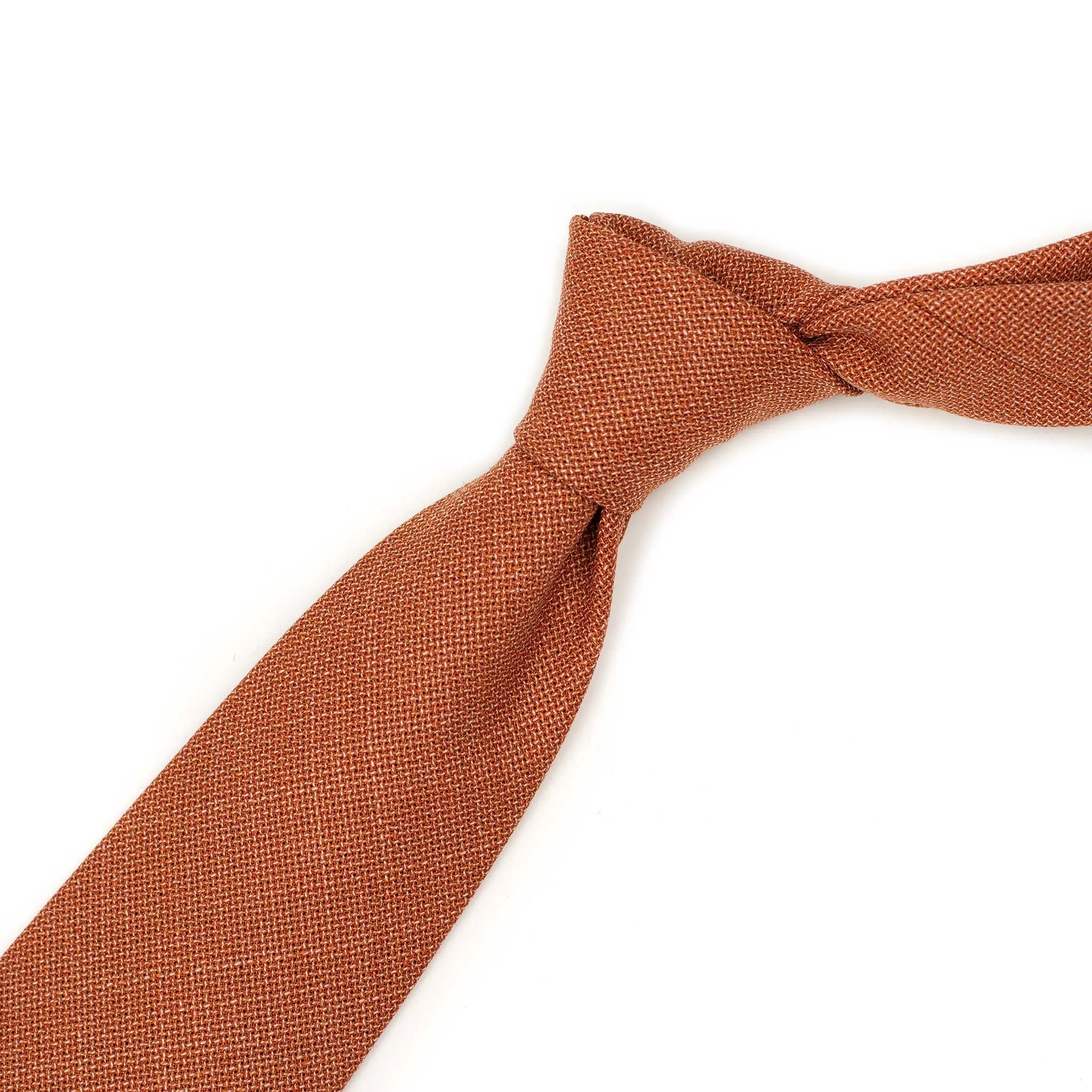 Solid sandstone orange wool hopsack tie
