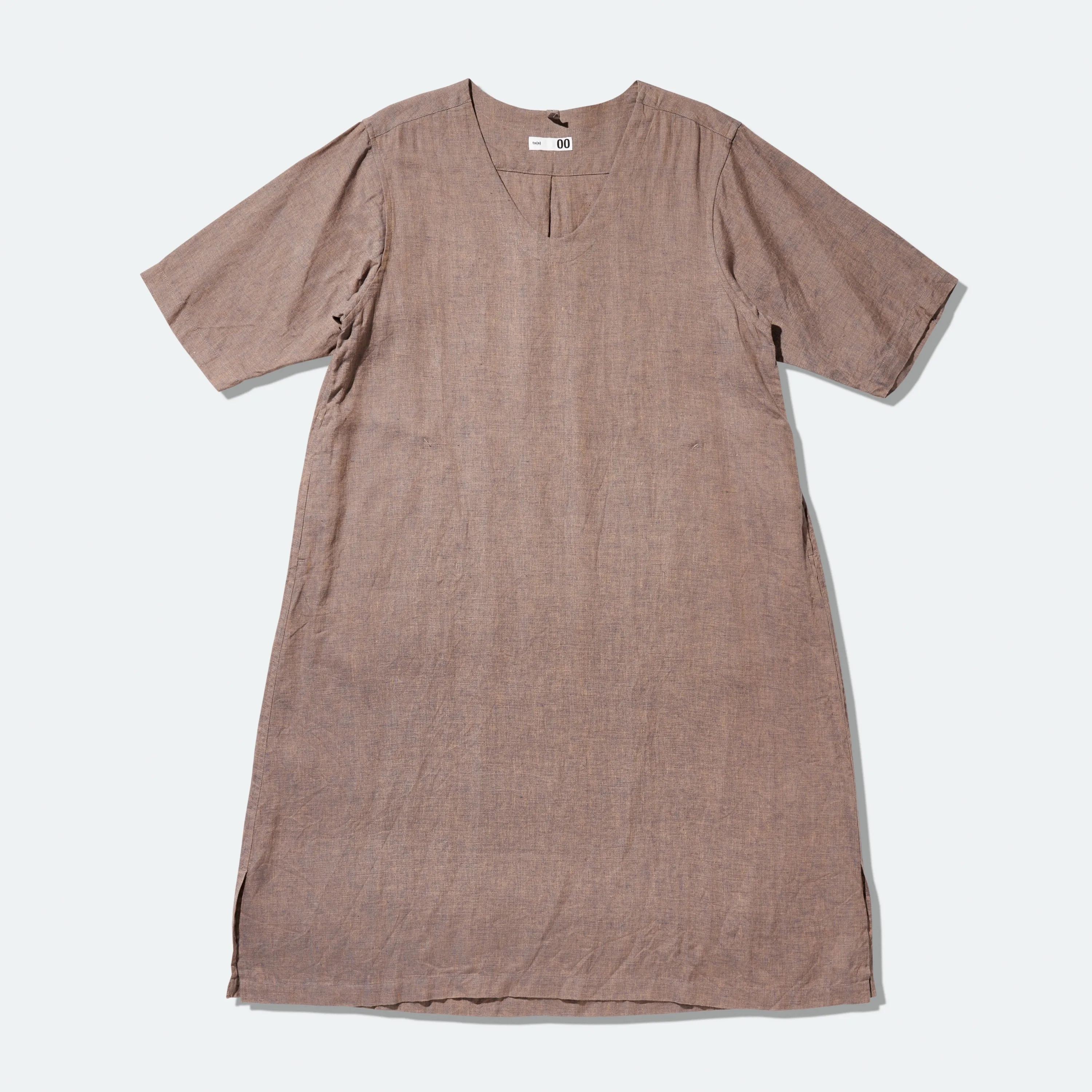 ts(s) - Linen V-Neck Dress Blue Beige