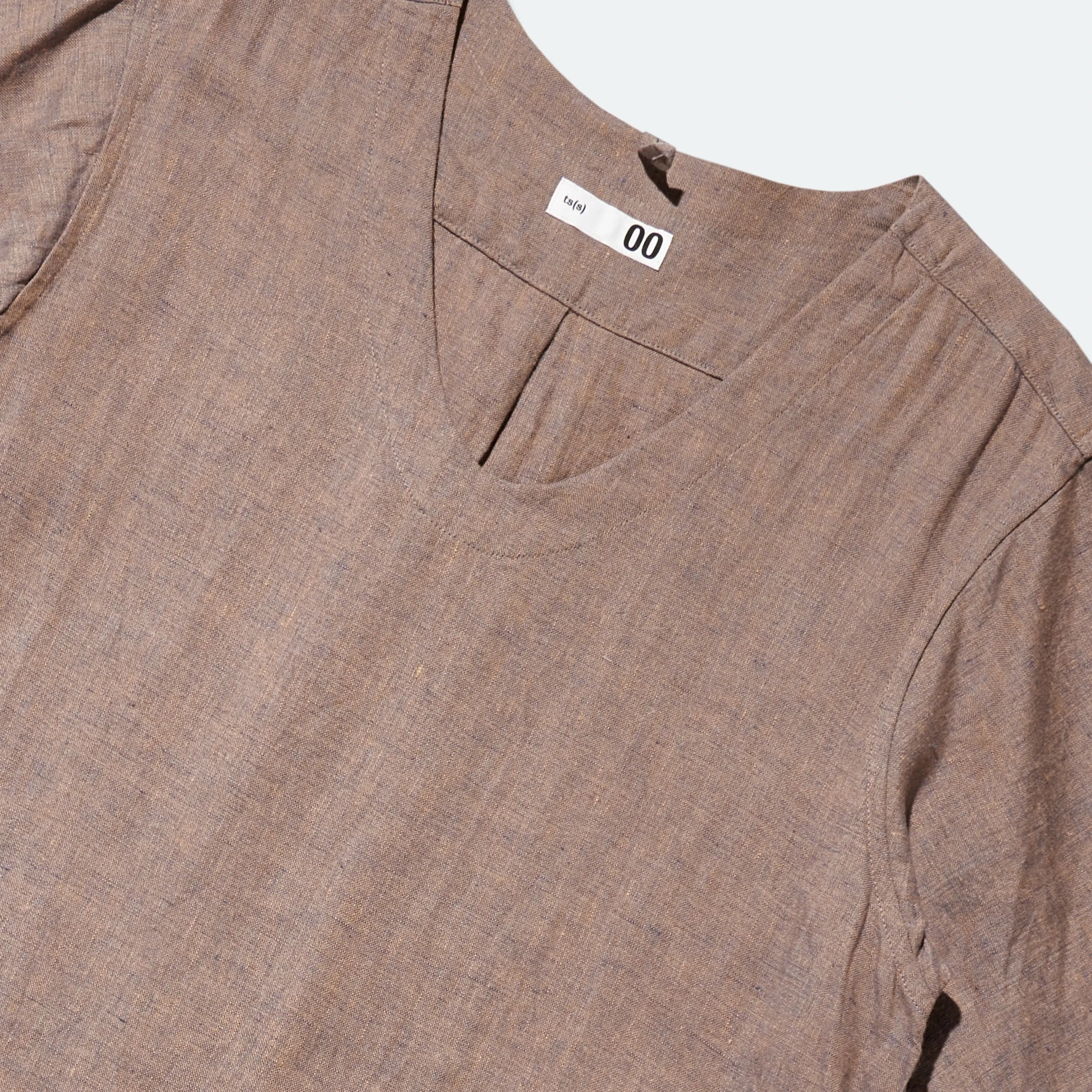 ts(s) - Linen V-Neck Dress Blue Beige